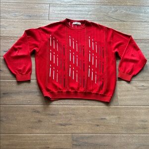 Red Sweater with Patterned Design